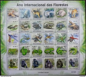 QW11 2011 MOZAMBIQUE WILD CATS CROCODILES INSECTS ANIMALS FAUNA ! UNIQUE SH MNH