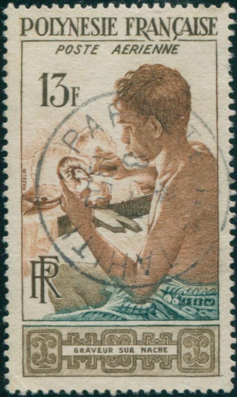 French Polynesia 1958 Sc#C24,SG13 13f Mother of Pearl Engraver FU