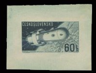 Czechoslovakia #1107P, 1962 Vostok 2, trial color die proof