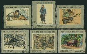 Viet Nam 546-551,CTO.Michel 575-580. Artworks 1969. Scenes of War.