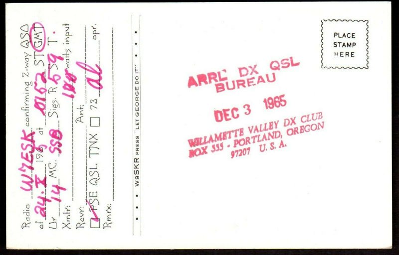 QSL Radio Card HL9KB,Old Timers Club,Albert L. Martin, Seoul, Korea (Q3183)