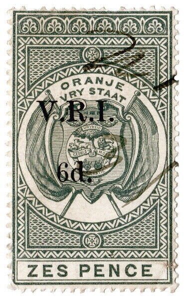 (I.B) Orange Free State Revenue : Duty Stamp 6d (VRI)