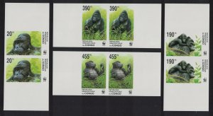 DR Congo WWF Grauer's Gorilla 4v Imperf Pairs 2002 MNH MI#1708-1711