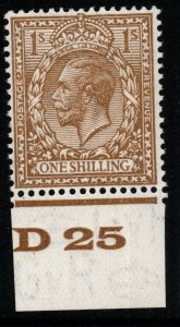 GB SG429 N45(1) 1924 1/= BISTRE-BROWN CONTROL D25 MNH