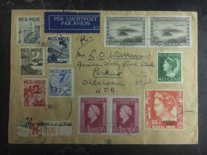 1947 Netherlands Indies Registered Aimail Cover To Perkins OK Usa