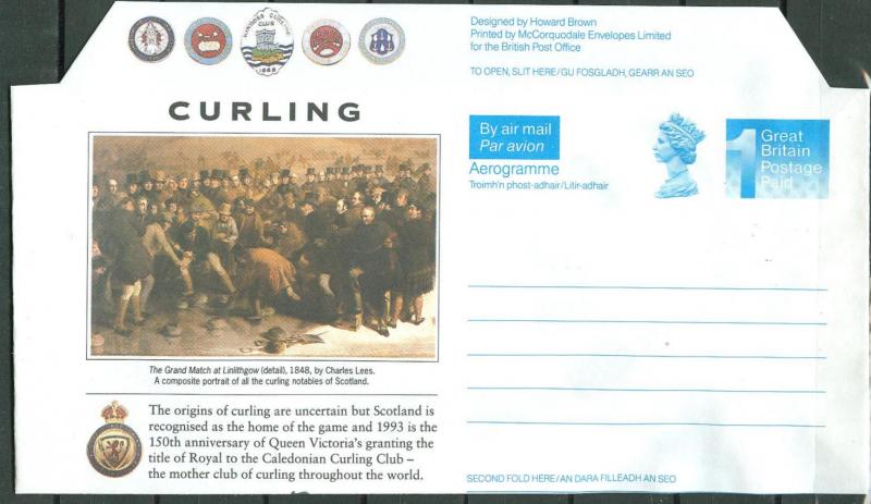 Great Britain-Scotland Aerogramme Curling 1993    (1) Mint