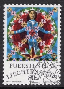 Liechtenstein   #600   cancelled  1977  zodiac signs  80rp  virgo