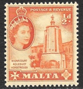 MALTA 1956-57 QE2 1/2d Wignacourt Aqueduct Horse Trough Pictorial Sc 247 MNH