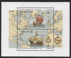 Faroe Islands # 238 - Leif Erikson & Columbus - MS - MNH