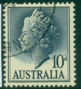 Australia 1957 QEII Definitive 10d grey blue FU