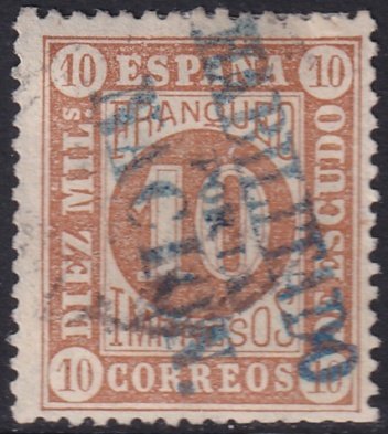 Spain 1868 Sc 119a used Andalucía blue overprint