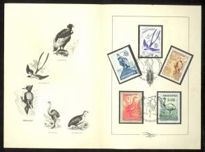 ARGENTINA 1960 CHILD WELFARE BIRDS Set Sc B22-B24, CB17-CB18 FDOI Folder