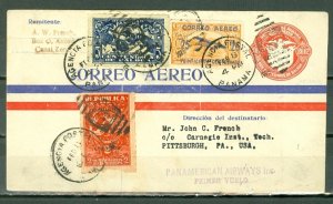 PANAMA  1929 PANAMERICAN AIRW FIRST FLIGHT STATIONERY  COVER to US..MUELLER 8a