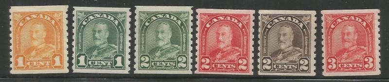 CANADA, 178-183, MINT HINGED HINGE REMNANT, KING GEORGE V