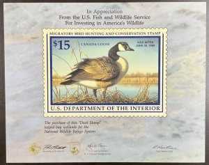 RW64 1997 $15 Canada Goose Stamp Appreciation Card