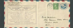 1937 Greenboro NC 10 Year Celebration Of High Point Airport Signed By Postmaster