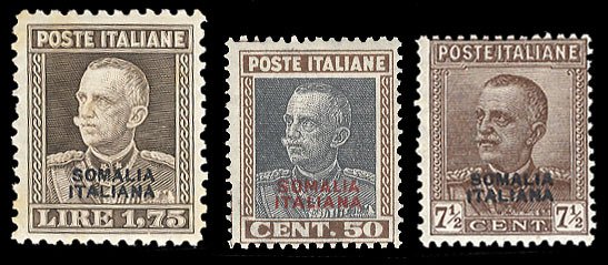 Italian Colonies, Somalia #100-102 (Sass.116-118) Cat€120, 1928 set of thre...