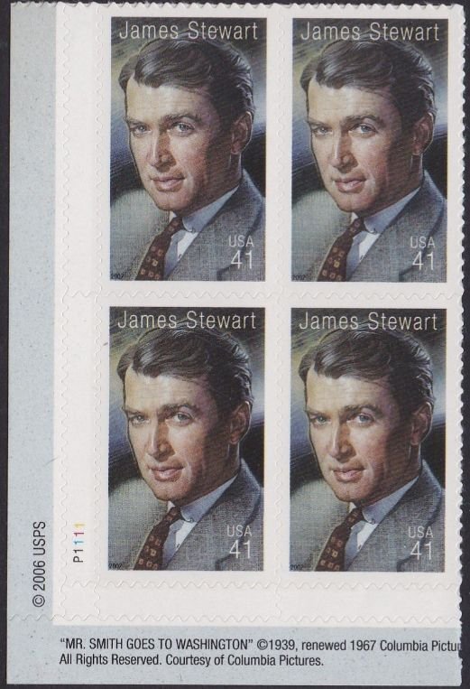 4197 James Stewart Plate Block MNH