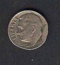 1965 Roosevelt Dime, Mis-Strike; PBS Stamps Coin Liquidation