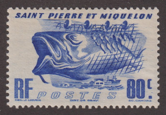 St. Pierre & Miquelon 329  Cod Fish 1947