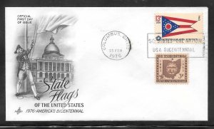Just Fun Cover #1649 FDC OH. State Flag Artcraft Cachet. (A1479)