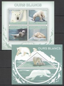 2015 Polar White Bears Wild Animals Fauna Kb+Bl Mnh Pe1060
