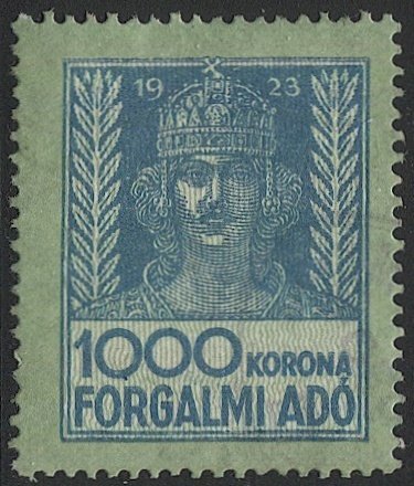 HUNGARY 1923 Barefoot 70, 1000k Mint LH Forgalmi Ado (Stock Transfer) Revenue