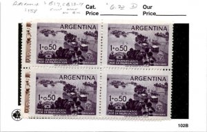 Argentina, Postage Stamp, #B17, CB13-CB14 Blocks Mint NH, 1958 (AB)