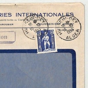 ALGERIA Air Mail *Hussein-Dey* 1953 CDS Cover Window Envelope {samwells}BS14