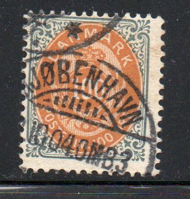 Denmark Sc 52 1895 100 ore slate  &  orange stamp used