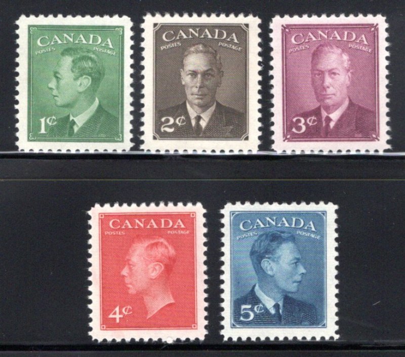 Scott 284-288, Set, MNHOG, VF, King George VI with Posted-Postage Canada