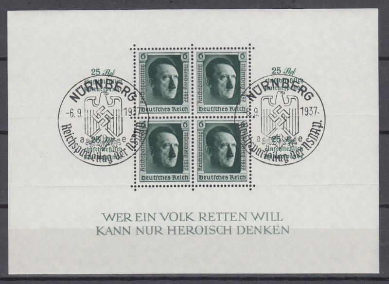 WWII Third Reich 1937 Block Michel 11 VF Used.