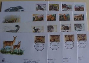 TAJIKISTAN,BACTRAIN 16 FDC  WILDLIFE GOAT,WILD CATS,DEER 1996-2009