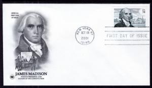 US 3545 James Madison PCS U/A FDC