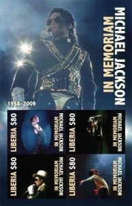 Liberia - Michael Jackson in Memoriam 1958 - 2009 Sheet of 4 Stamps MNH