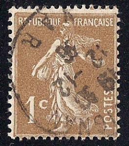 France #156 1C Sower, SUPERB CANCEL Oil Bister Stamp used F