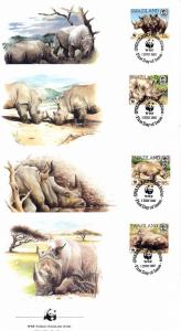 [54155] Swaziland 1987 Wild animals Mammals WWF White rhino FDC 4 covers