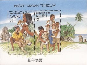Nauru - 1994 Child’s Best Friend Dogs - 2 Stamp Souvenir Sheet - Scott #409b 