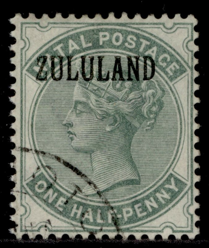 SOUTH AFRICA - Zululand QV SG13, ½d dull green, FINE USED. Cat £50. WITHOUT STOP 