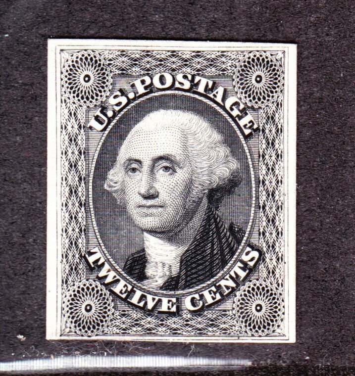 US 44P4 12c Washington Plate Proof on Card (-003)