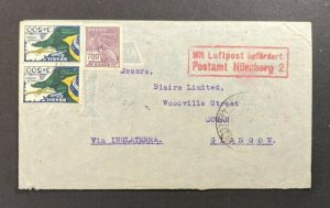 1934 Brazil Catapult Airmail Cover Glasgow Scotland Via Reverse Nurnberg