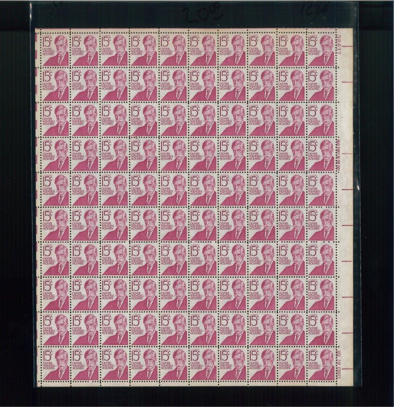 United States 15¢ Oliver Wendell Holmes Postage Stamp #1288 MNH Full Sheet