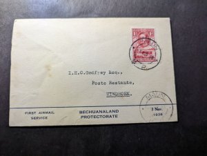 1938 British Bechuanaland Protectorate First Flight Cover FFC to Windhoek