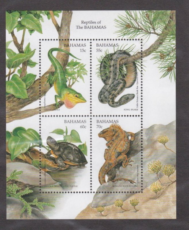 Bahamas # 878a, Reptiles, Souvenir Sheet, Mint  NH 1/2 Cat..