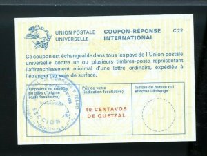 GUATEMALA LAUSANNE Type XXII , 40 centavos - International Reply Coupon IRC