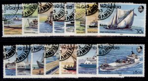 GAMBIA QEII SG494-508, 1983 River craft short set, FINE USED. Cat £18.