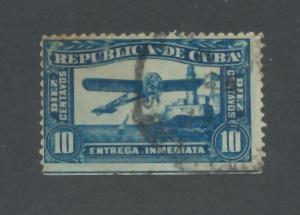 Cuba 1914 Scott E5 used - 10c, Airplane & Morro Castle