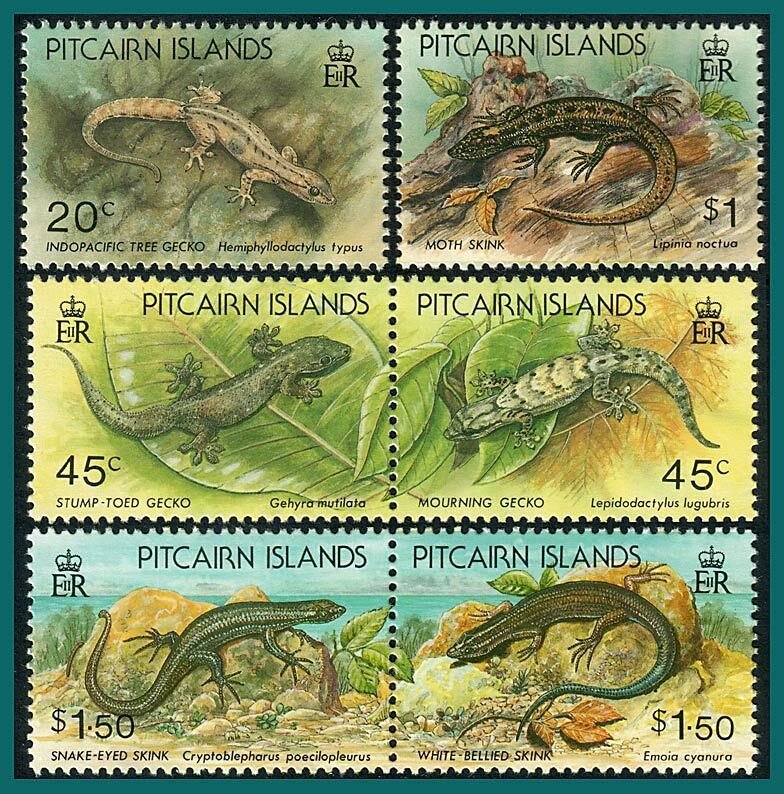 Pitcairn Islands 1993 Lizards, MNH  #389-394,SG436-SG441