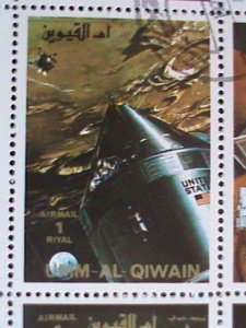 ​UNN AL QIWAIN STAMP:HISTORY OF SPACE  STAMPS CTO LARGE FULL SHEET VERY FINE