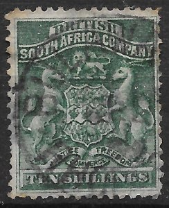 RHODESIA SG9 1892 10/= DEEP GREEN USED (s)